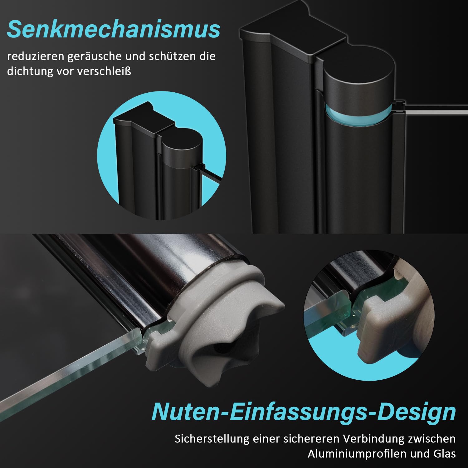 Duschwand für Badewanne 3-teilig Faltbar 130x140cm Schwarz Badewannenaufsatz, Klappbar Glas Duschabtrennung für Badewanne aus 6mm Sicherheitsglas (ESG) mit Nano Beschichtung