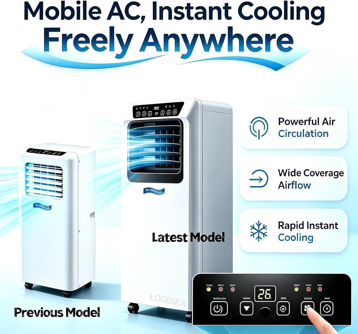 Air Pro 12000 BTU Tragbare AC 4-in-1 Smart Wifi Einheit mit 24h Timer & Fenster Kit Energieeffizienter Mobiler Kühler Klasse A für Räume bis zu 30m² Home Office Luftentfeuchter & Lüfter Einfache