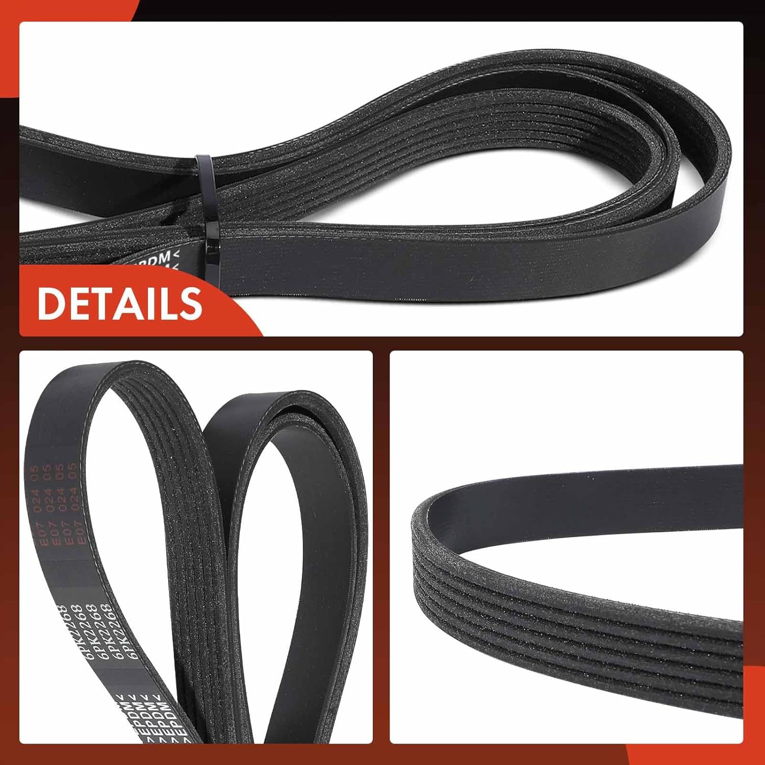 A-Premium Serpentine Belt 89.33 In For Ford Focus 2003-2007 2.3L, AC Belt, 6-Rib