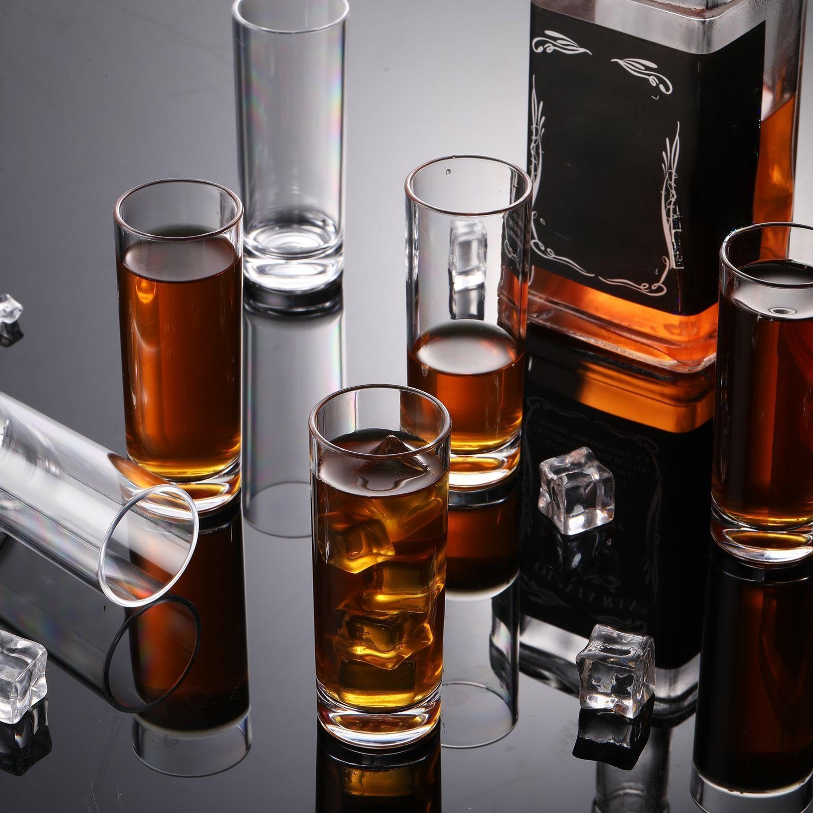 FillTouch Juego de 100 vasos de chupito de 62.4 g a granel, base irrompible de plástico transparente, cristal de plástico para personalizar, regalo de cumpleaños, boda, invitados (alto)