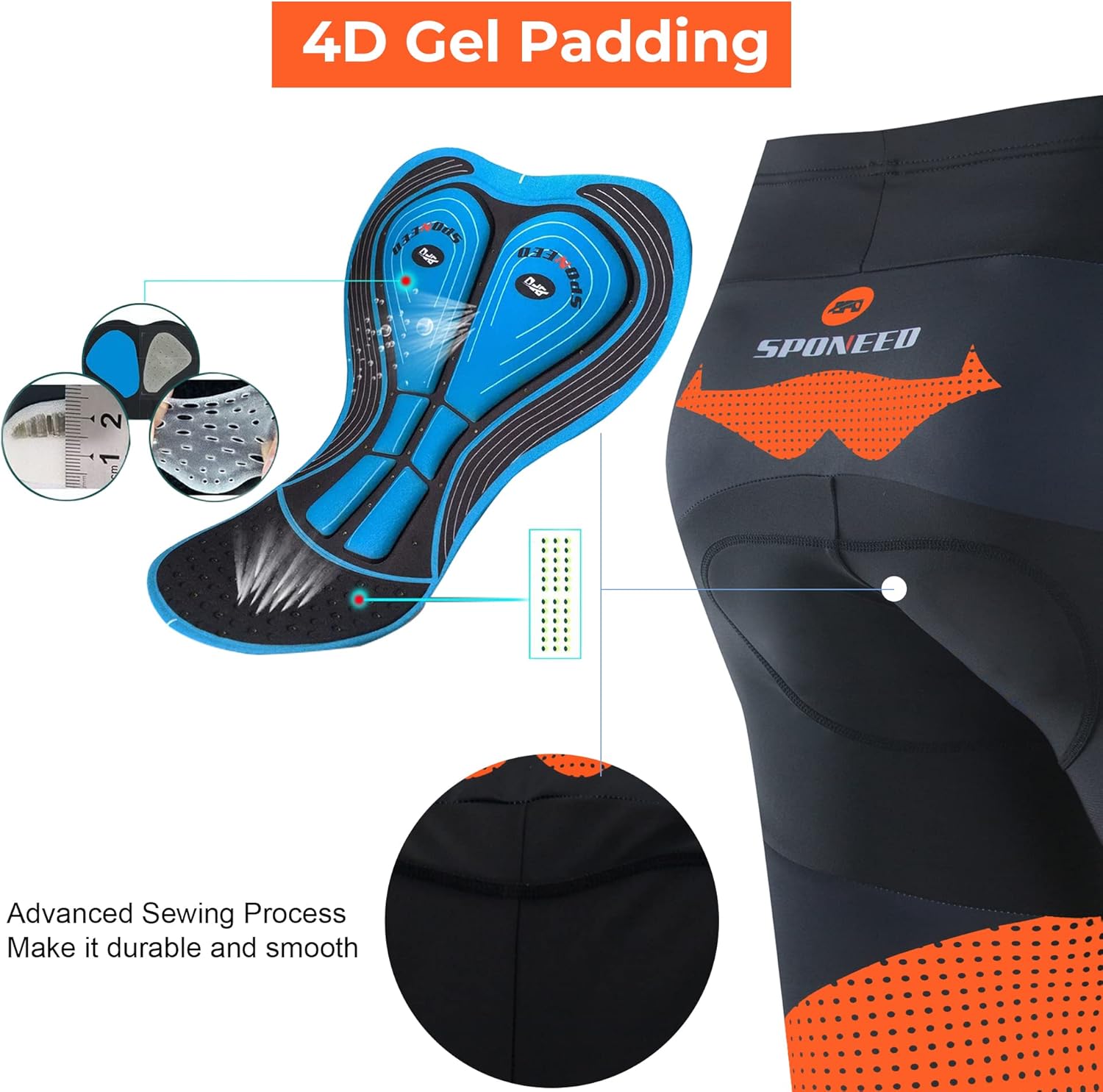 sponeed Men's Cycling Shorts Padded Bicycle Riding Pants Bike Biking Clothes Cycle Wear Tights - Image 8