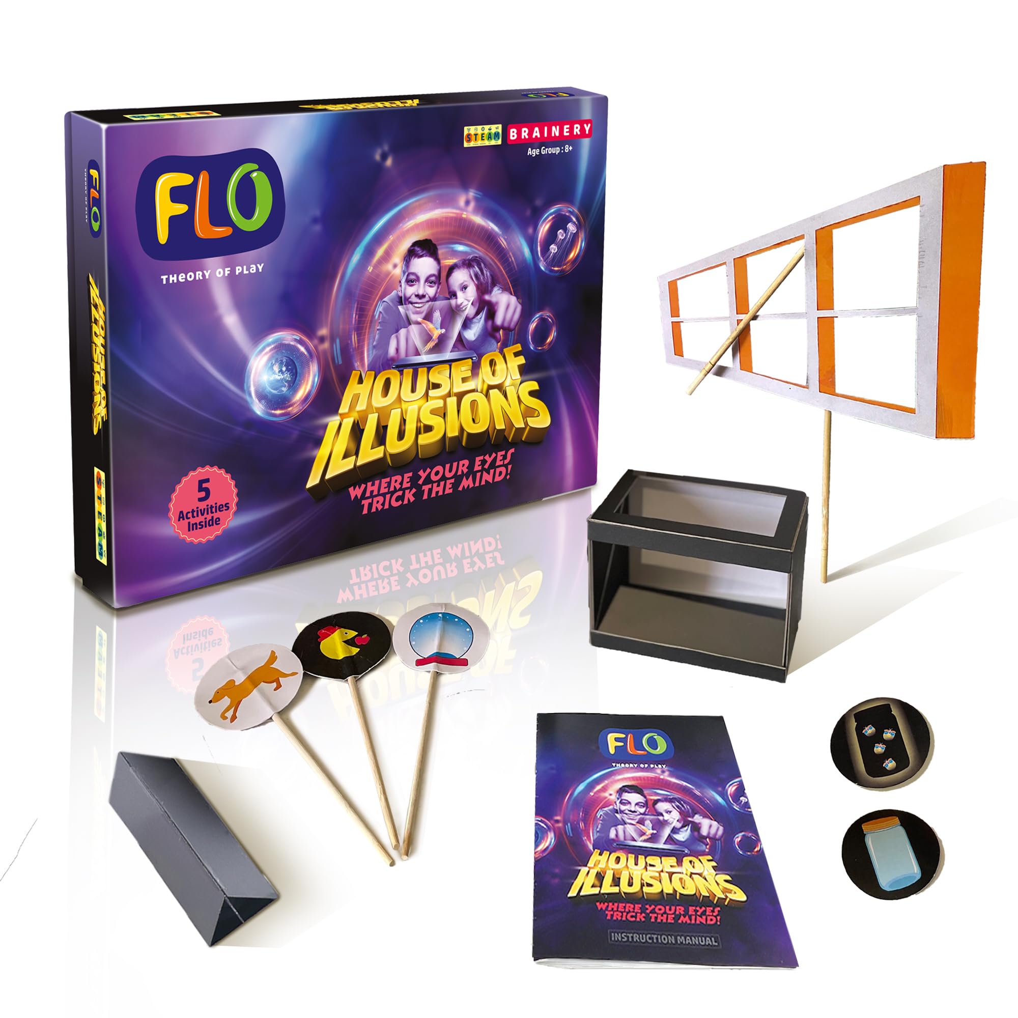 See full amazon price history chart for FLO Toys STEAM House of Illusions All in One Creative Fun Board Game for Kids, Learning & Collection Mind-Bending 5 Activities Toy for Brain of Boys & Girls for Age 8+ FLO Toys STEAM House of Illusions All in One Creative Fun Board Game for Kids, Learning & Collection Mind-Bending 5 Activities Toy for Brain of Boys & Girls for Age 8+ (B0CG22LXXS) Amazon Price History, Amazon Price Tracker