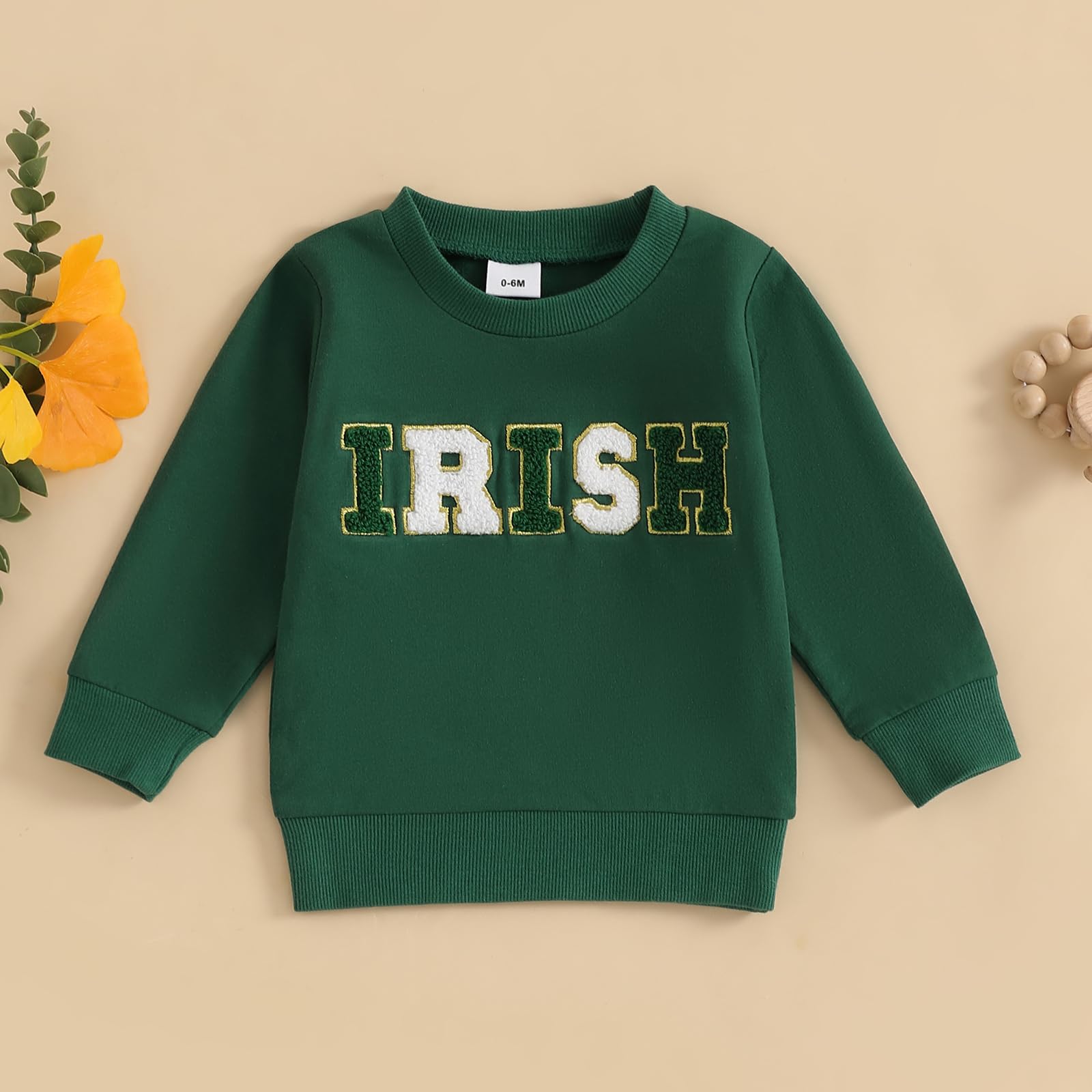 Pybcvrrd Toddler Baby Boy Girl St Patricks Day Clothes Irish Embroidery Sweatshirt Long Sleeve Pullover Oversized Outfit (Green, 2-3 Years)