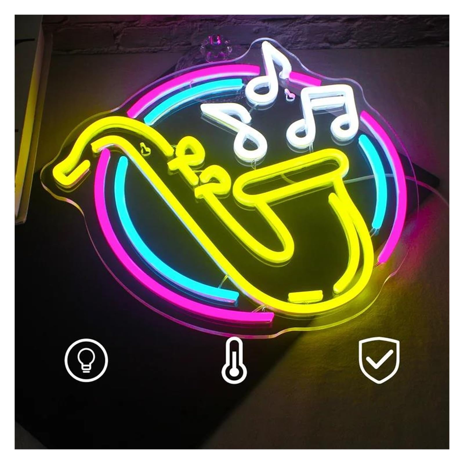 Luci al Neon Da Parete Jazz Sassofono Luce Al Neon Decorazione Da Parete Dimmerabile Musica Dal Vivo Arte Logo Insegne Camera Studio Bar Club Party 32cmх31cm