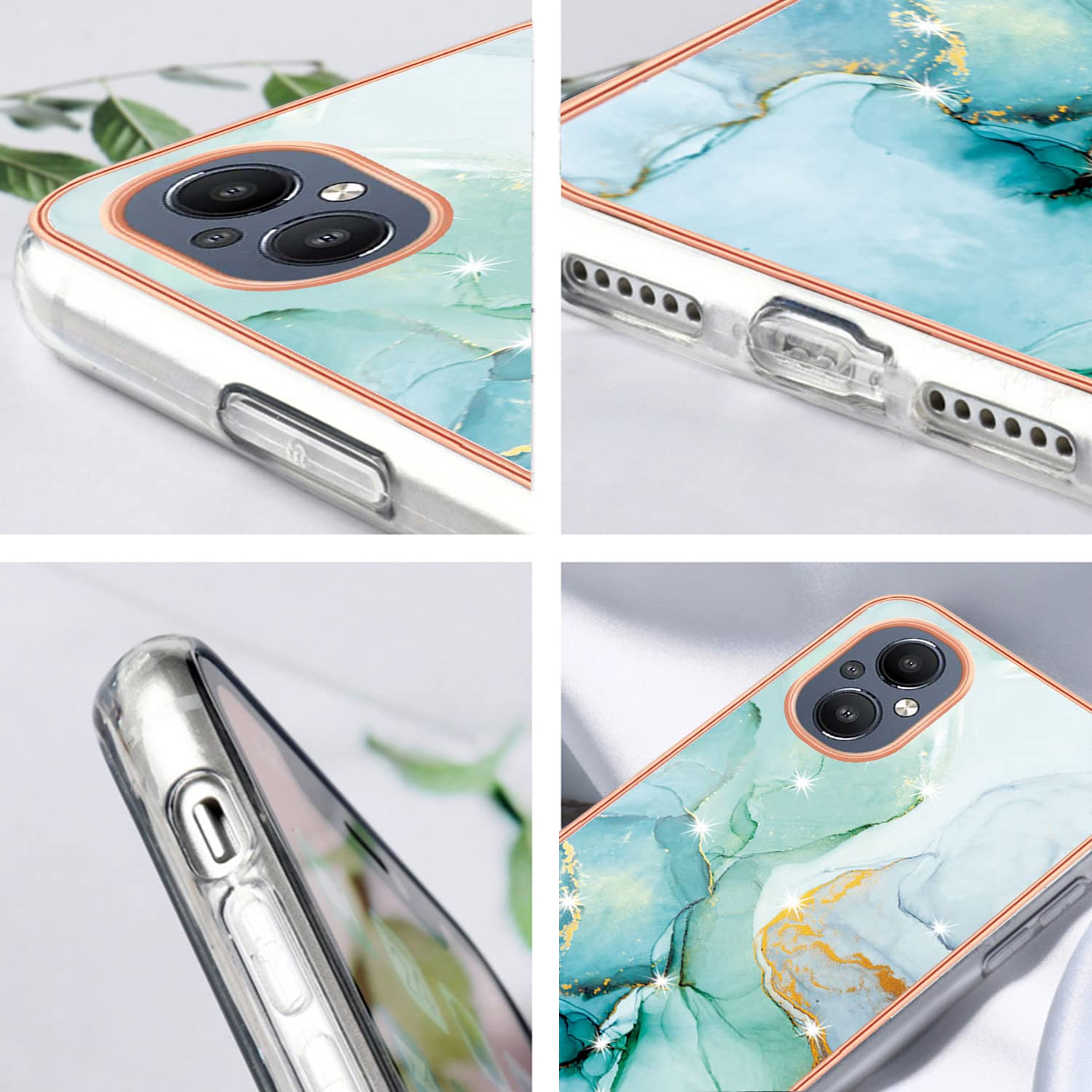 Cover Per OPPO Reno 8 Lite / OnePlus Nord 20 5G, Custodia Ibrida TPU E PC Rigido Trasparente Antiurto, Nero. Protezione A 360°. - 3