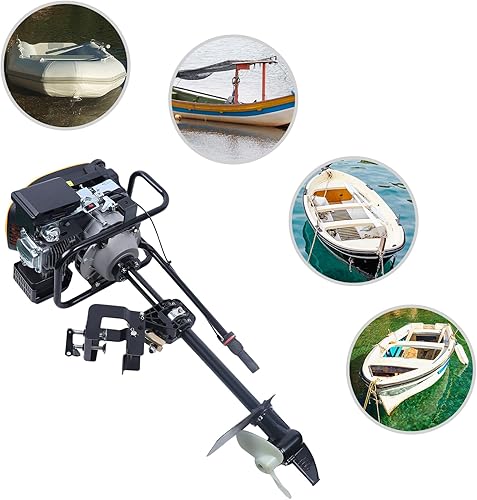 Miniatura 2 de LINISHOP Motor fuera de borda refrigerado por aire de 225CC de 4 tiempos 9HP Hélice de gasolina de alta resistencia Motor de barco de pesca Motor de
