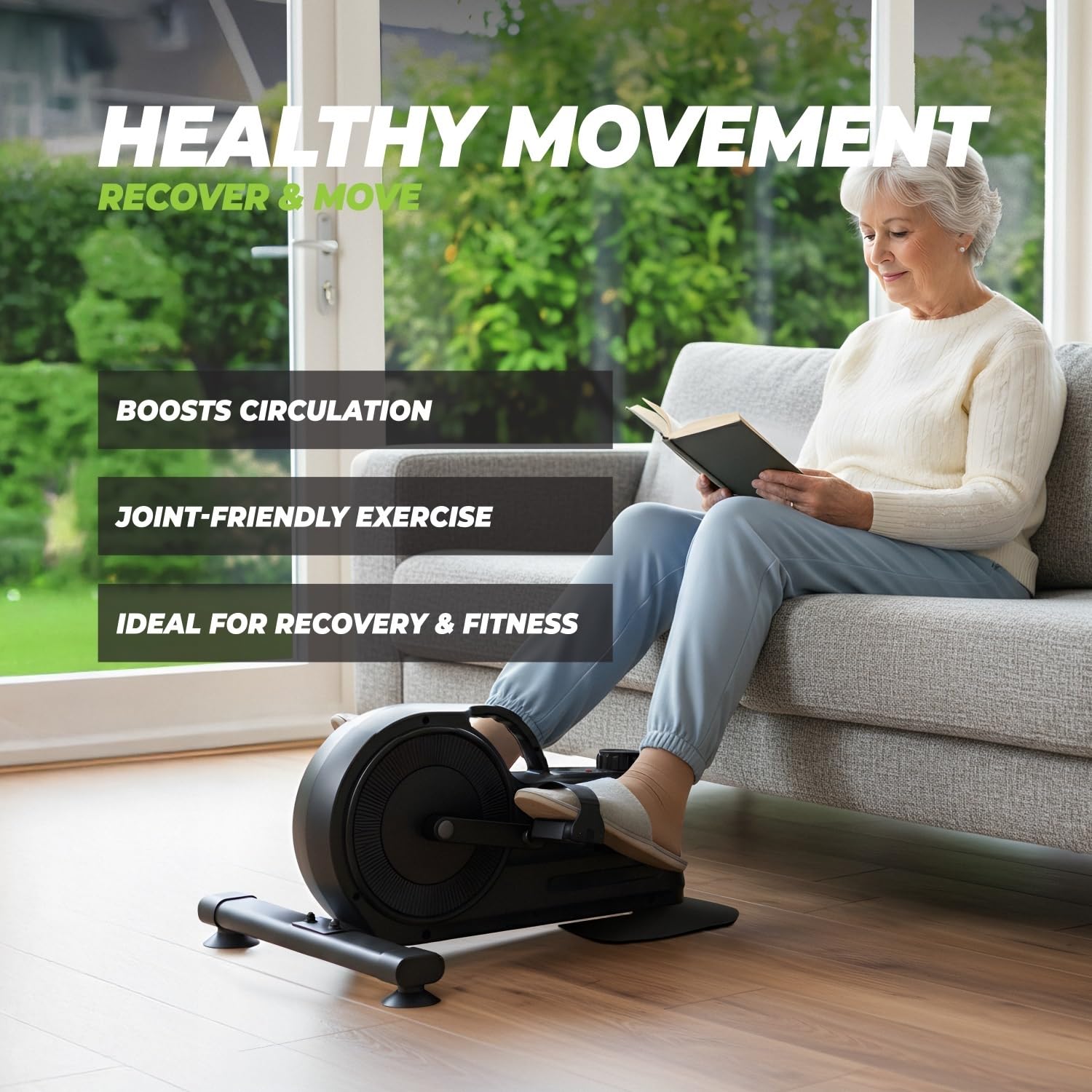 VirtuFit MB400 trenażer pedałów – magnetyczny trener ruchu ramion i nóg – 8 poziomów oporu – kompaktowy i stabilny – wyświetlacz LCD – koło zamachowe 2,5 kg – rehabilitacja i senior – trener