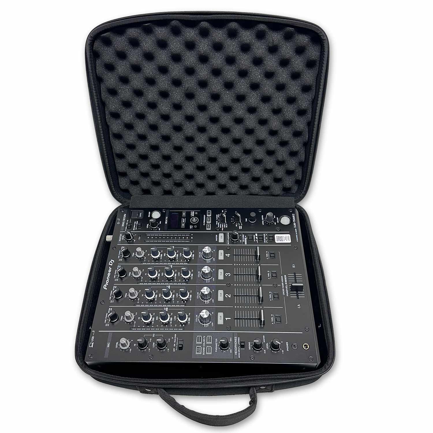 Protekt Tasche für DJM-750 – B750BP DJ-Rucksack für Pioneer Mixer – mit 4 Vordertaschen für Laptop, Kopfhörer, Kabel und wichtiges Zubehör, Schwarz , 525 x 510 x 165 mm, DJ-Mixer-Tasche