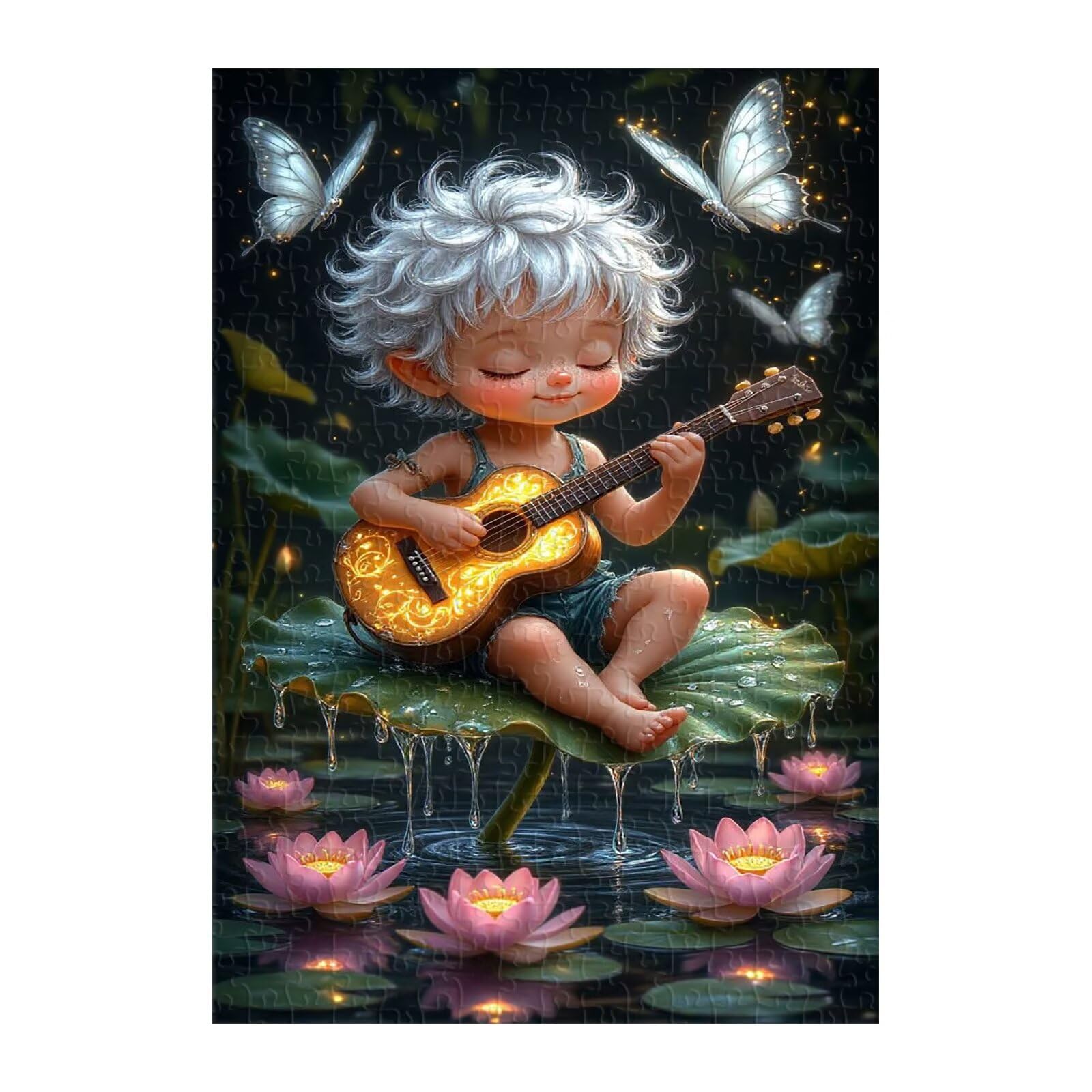 Puzzle 1000 elementów dla dorosłych, chłopców, gitara kwiatowa, 75 x 50 cm, trudna gra edukacyjna, prezent dla mężczyzny i kobiety, 1000 elementów, puzzle dla dorosłych