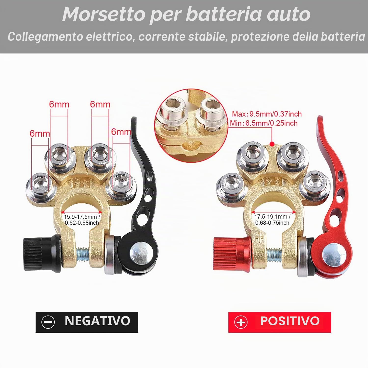 2 pezzi Connettore del Terminale della Batteria Morsetto a Sgancio Rapido Morsetti Terminali della Cavo Batteria Filo Connettori Morsetto del Cavo per Auto Camion Barca