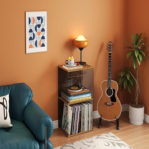 Miniatura 8 de Tocadiscos de almacenamiento de discos de vinilo de 3 niveles, compatible con escritorio, organizador de discos apilable para bricolaje, 100-140