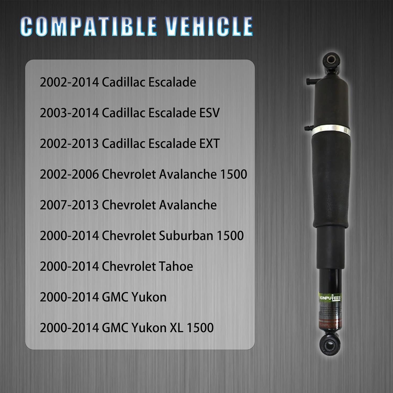 15756926 2pcs Rear Air Strut Shock Absorber.Compatible with Cadillac Escalade Chevrolet Tahoe Silverado Suburban GMC Sierra 1500 Yukon XL.Replacement OE for 25979391, 25979393