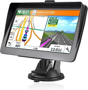 GPS Navigator for Car, Latest 2026 Map 7-Inch HD Display 16GB 256MB Satellite Navigation System with Sun Visor, Smart Real Voice GPS Guidance, Provides Lifetime Live Map Updates
