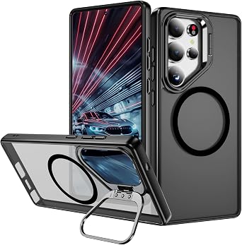 for Samsung Galaxy S25 Ultra Case with Magnetic Compatible with MagSafe Built-in Kickstand Stand Shockproof Protective Cover for Galaxy S25 Ultra Phone Case Black