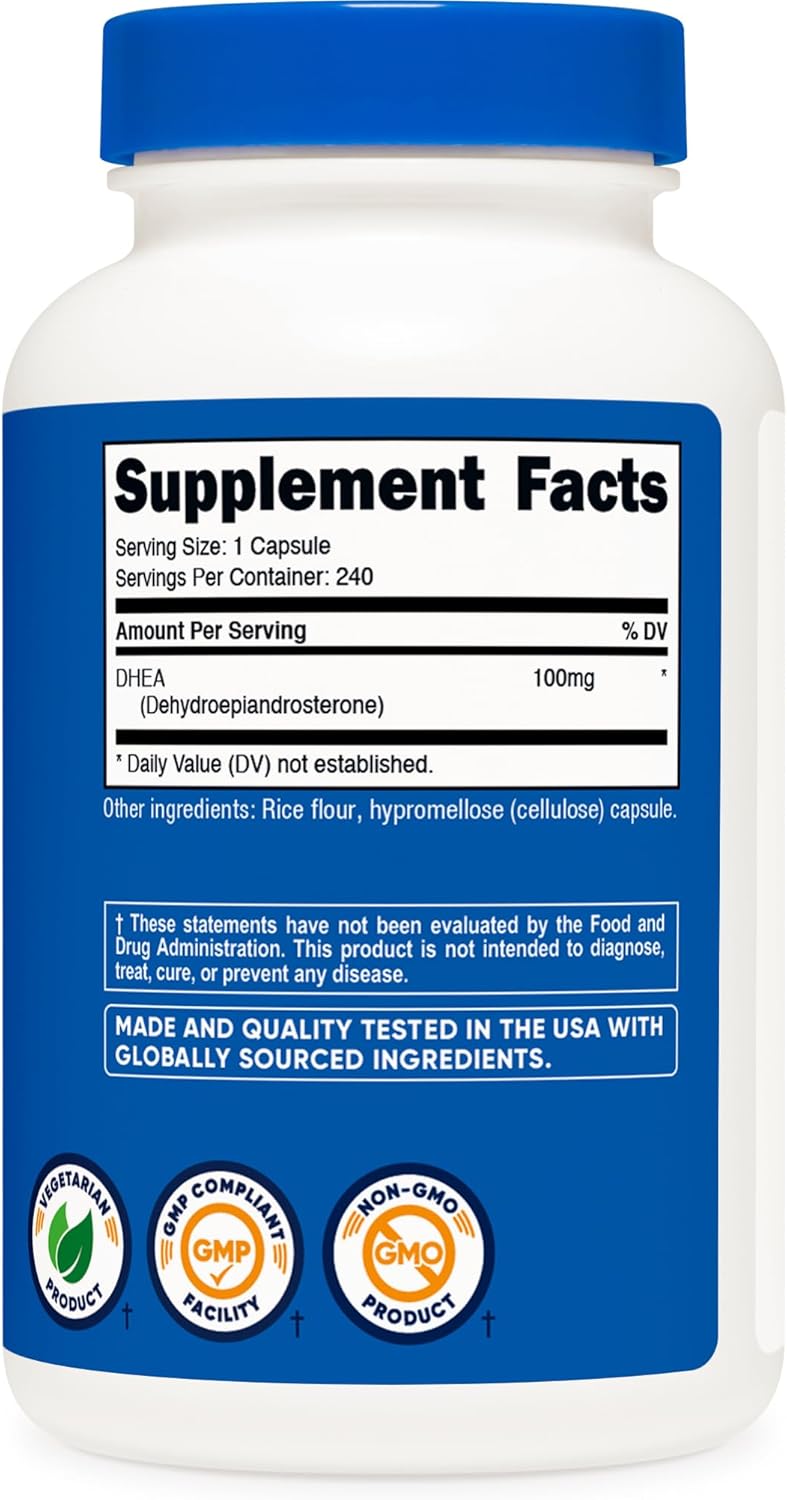 Nutricost DHEA 100mg, 240 Capsules - Gluten Free, Soy Free, Non-GMO, Supplement - Image 5