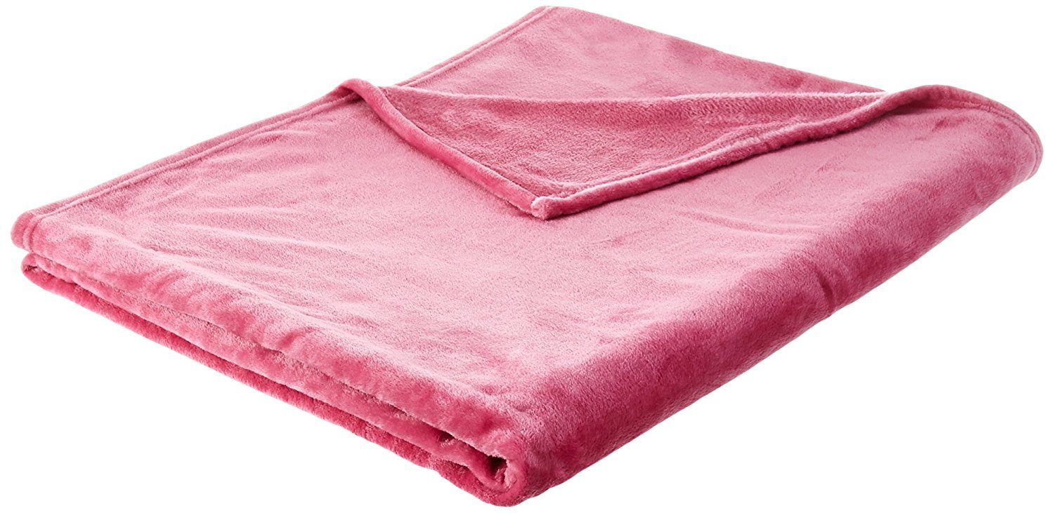 Couverture micro-polaire de luxe couleur rose uni au toucher soyeux