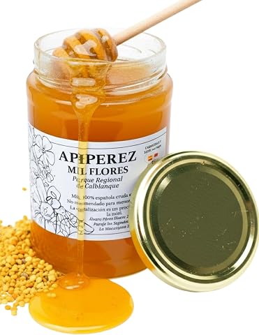 APIPEREZ Miel Cruda Mil Flores Calblanque 500g – Miel Natural de Floración Mediterránea – Energética, Antibacteriana y Antiinflamatoria – Recolectada en Parque Regional de Calblanque