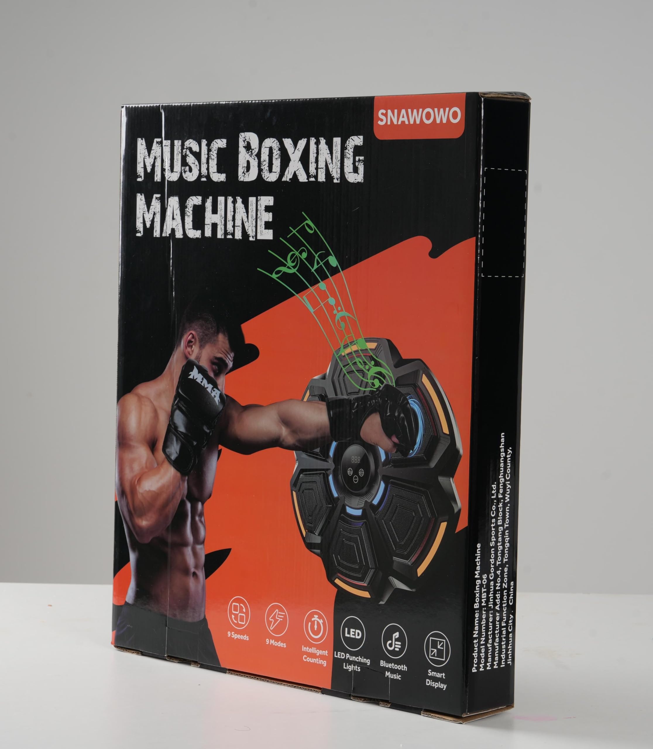 snawowo Music Boxing Machine Adulto - 9 Modos de 9 Velocidad Boxeo Musical con Guantes - Boxeador de Pared Musical con Bluetooth y Recuento Inteligent