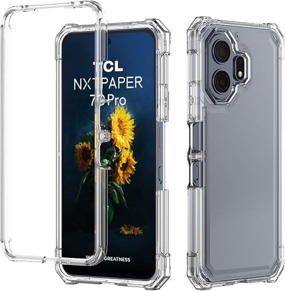 TCL NXTPAPER 70 Pro 5G ケース スクリーンプロテクター付き、TCL NXTPAPER 70 Pro スマホケース フルボディ保護 フロント PC 背面 ソフトシリコン バンパー、ヘビーデューティ 保護 耐衝撃 コーナー クリア