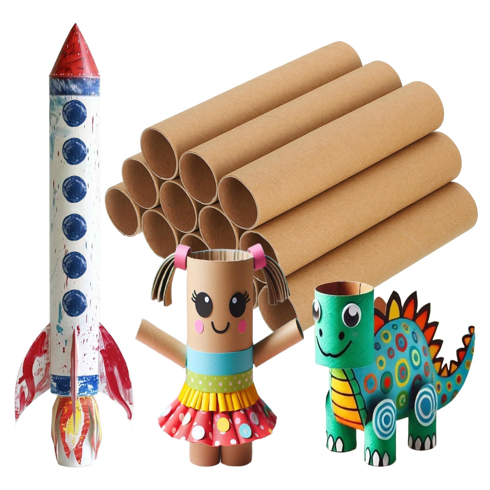 PATIKIL 12 Pcs Cardboard Tubes 1.6 x 7.9 Inch Toilet Paper Rollers Bulk for Crafts Empty Round Towel Tissue for Creative Design Crafting Supplies, Brown