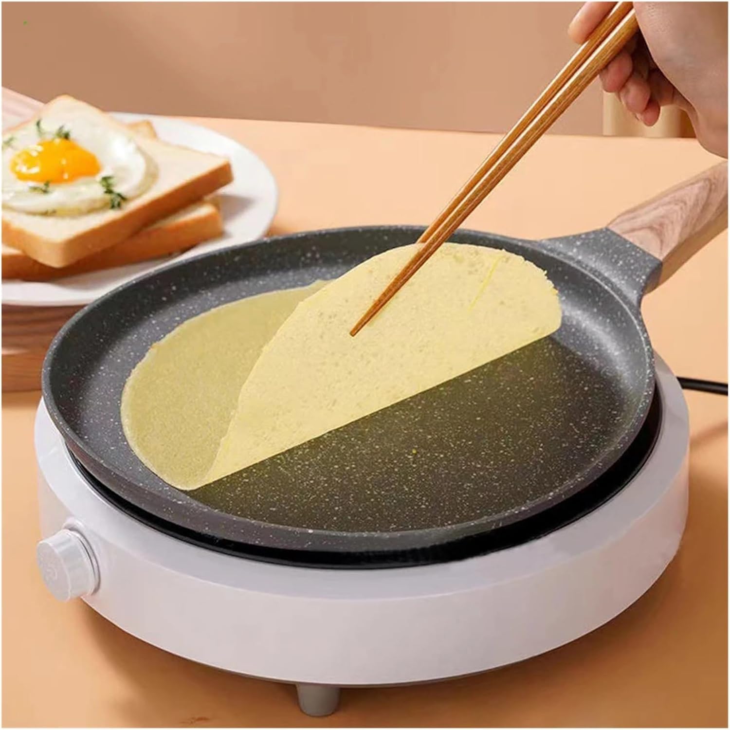 10 Inch Non-Stick Thousand-Layer Bakeware Omelette Pot Egg Frying Pan Steak Pancake Kitchen Home Induction Cooker Gas Saucepan(Black 24cm)