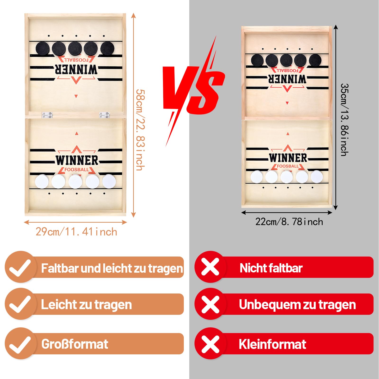 Sling Puck Spiel, Tischhockey Brettspiel Groß, Hockey Brettspiel Spielzeug, Fast Sling Puck Game, Tischfußball Gewinnerspiele, Eltern-Kind Interaktion Schachbrett Tisch-Desktop-Partyspiele