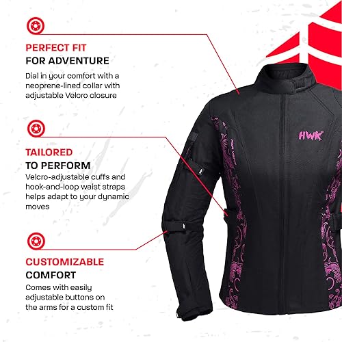 Miniatura 2 de HWK Chaqueta de moto para mujer, chaqueta Impermeable de moto CE Armadura
