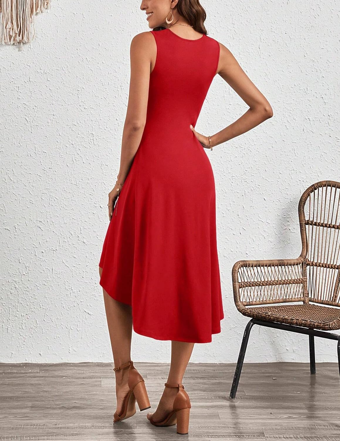 Damen Elegante Cocktailkleider ärmelloses Einfarbiges A-Linie Kleid mit Taillenfalten Abendkleider Partykleider Businesskleider
