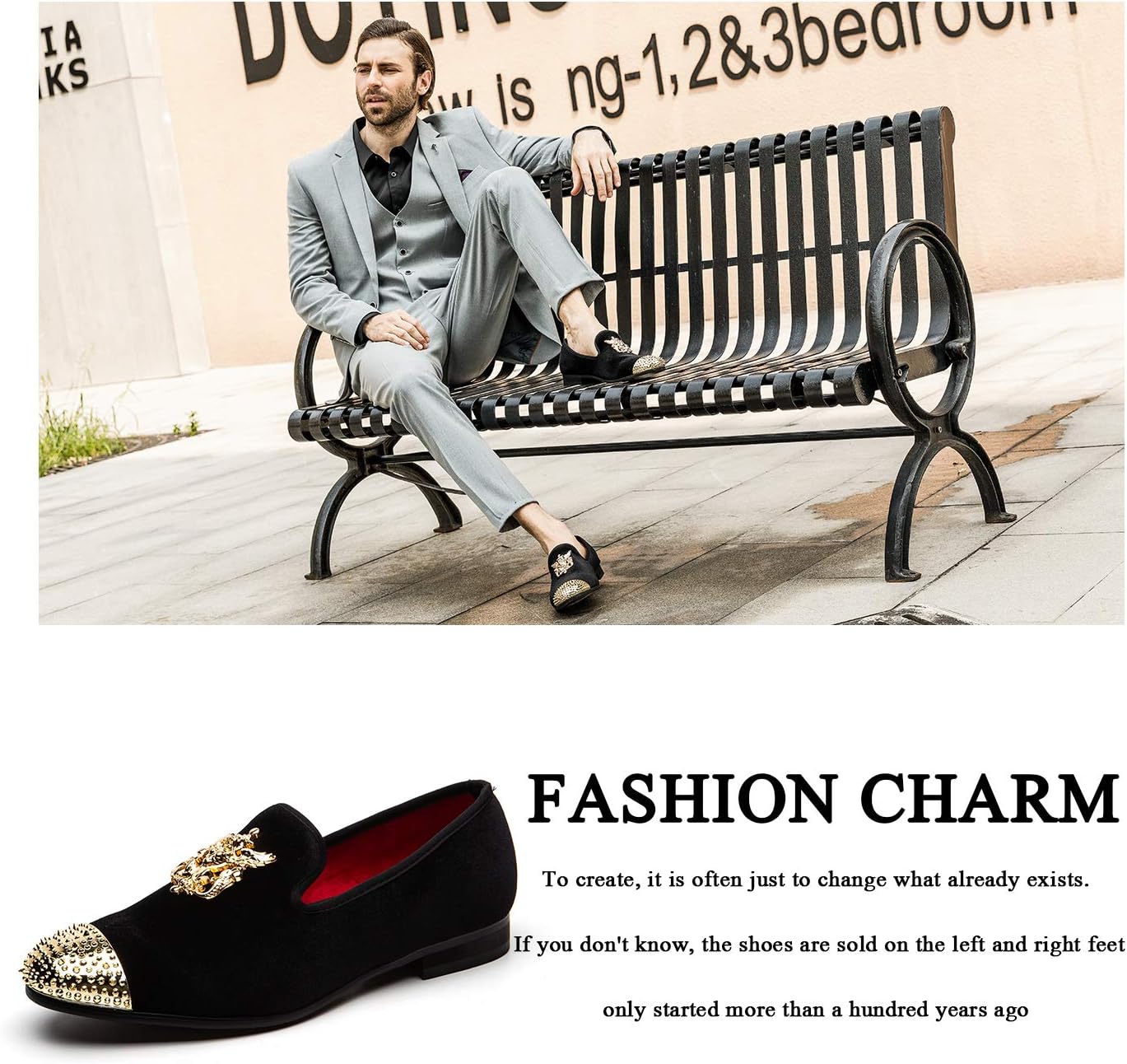 Men Genuine Leather Mens Metallic Textured Slip-on Glitter Loafers Shoes - Image 6