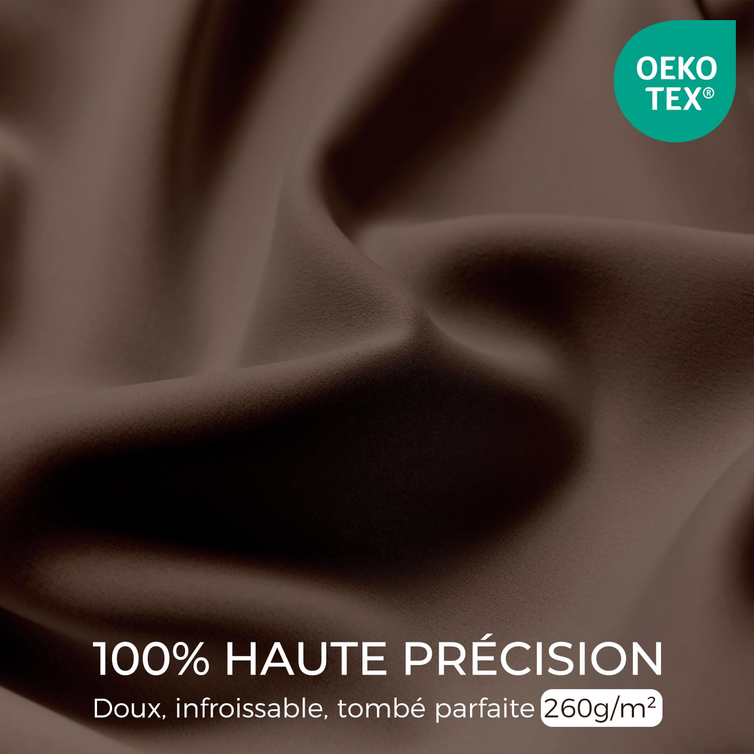 Rideau Occultant Thermiques Isolant 140x175(LxH) Lot de 2 avec Galon Fronceur Anti Froid et Chaleur, Rideaux Opaque Anti UV Décoration Intérieure Chambre Salon Braun