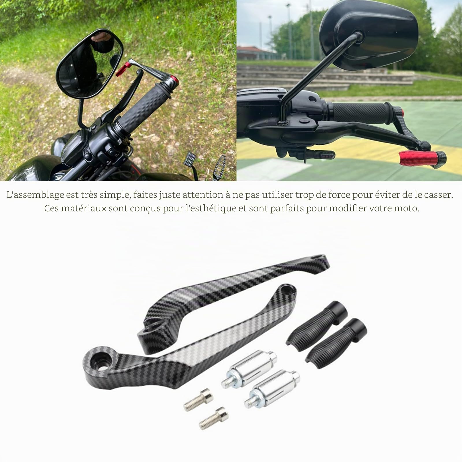Fydun Protecteur de guidon de moto 7/8 pouces Protecteur de frein de moto universel en alliage d'aluminium(noir)