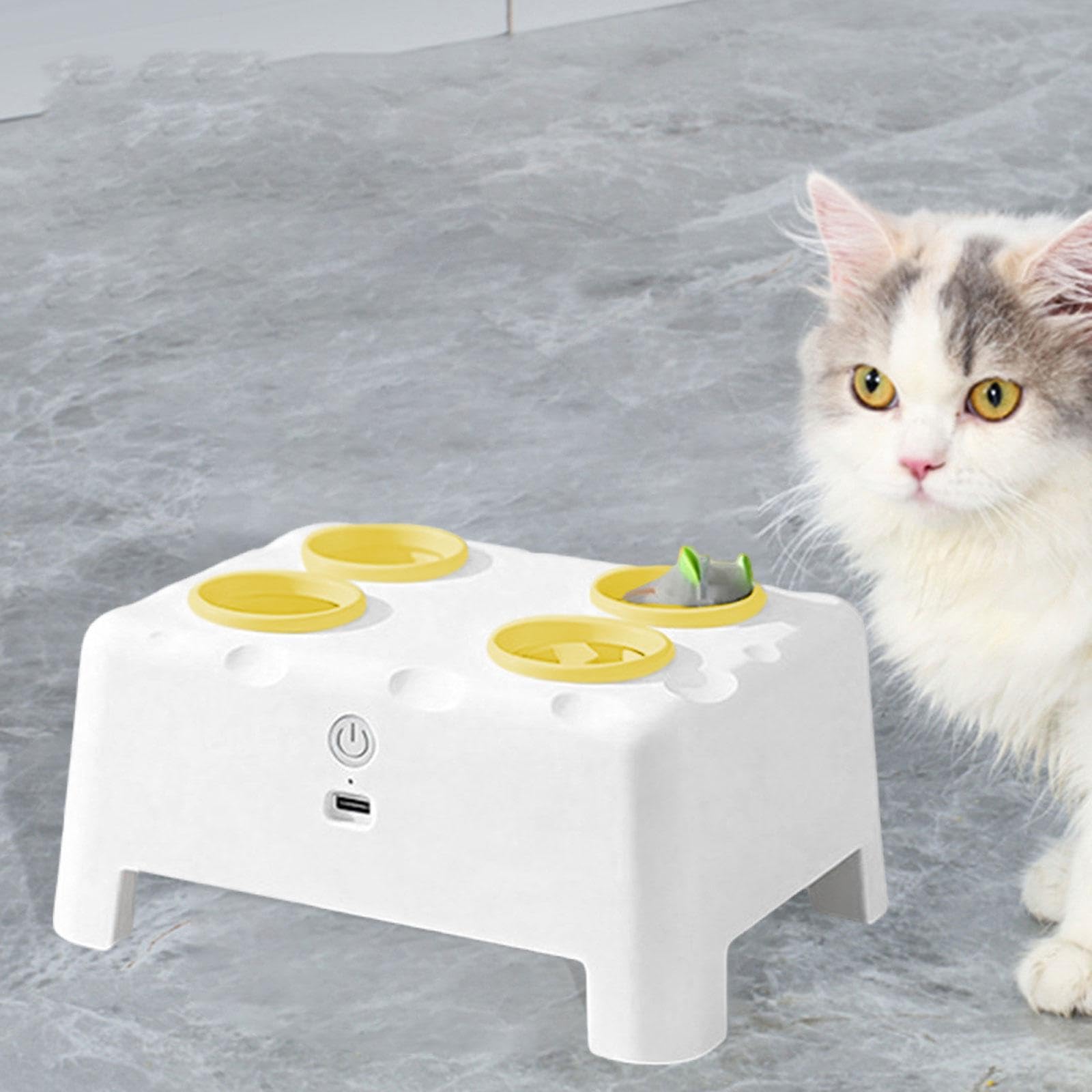 Juguete Interactivo Electrónico para Gato con Automática Ratón Que Se Mueve Cinta Interactiva Hecho en PP Adecuado para Estimulación y, Amarillo