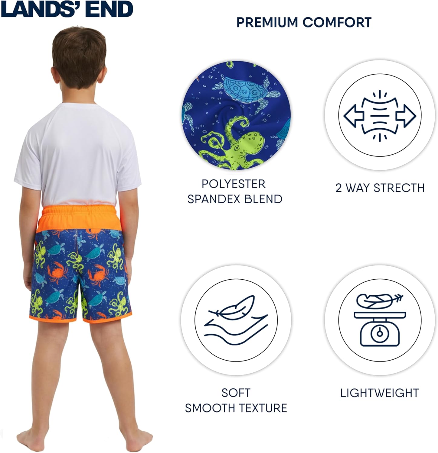 Lands' End Boys' Swimwear UPF 50+ Comfort Hydroliner Swim Trunks - Image 3