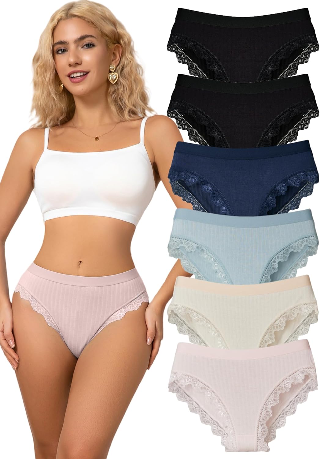 Sexy Underwear for Women Plus Size Panties Women's Underwear Sexy Lace Trim Lacyfit Lady's Multicolor Lace Bikini Pack