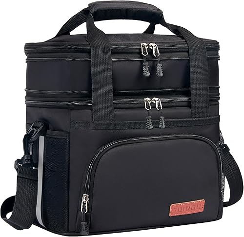 Miniatura 1 de JOINGO Lonchera grande con aislamiento de doble capa expandible reutilizable a prueba de fugas para adultos, lonchera con correa de hombro ajustable