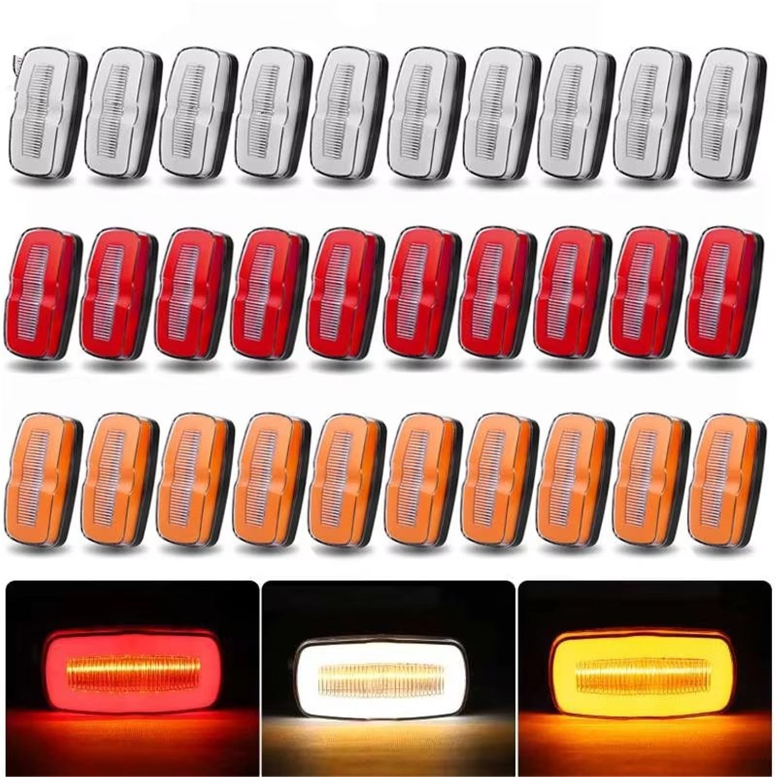 Indicatore di Direzione Indicatori Posizione Laterali A LED Rimorchio Camion Direzione Freno Lampada Coda Avvertimento Posteriore 12V 24V Per Trattore Indicatori di Direzione(10pcs Yellow Red)