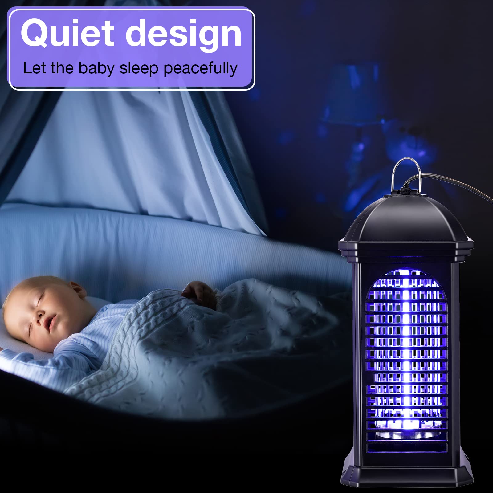 Qualirey Lot de 3 pièges à moustiques électriques avec lumière 11 W - Lampe à insectes - Piège à insectes pour terrasse - Tueur d'insectes électrique pour la maison, le jardin, la cour intérieure et