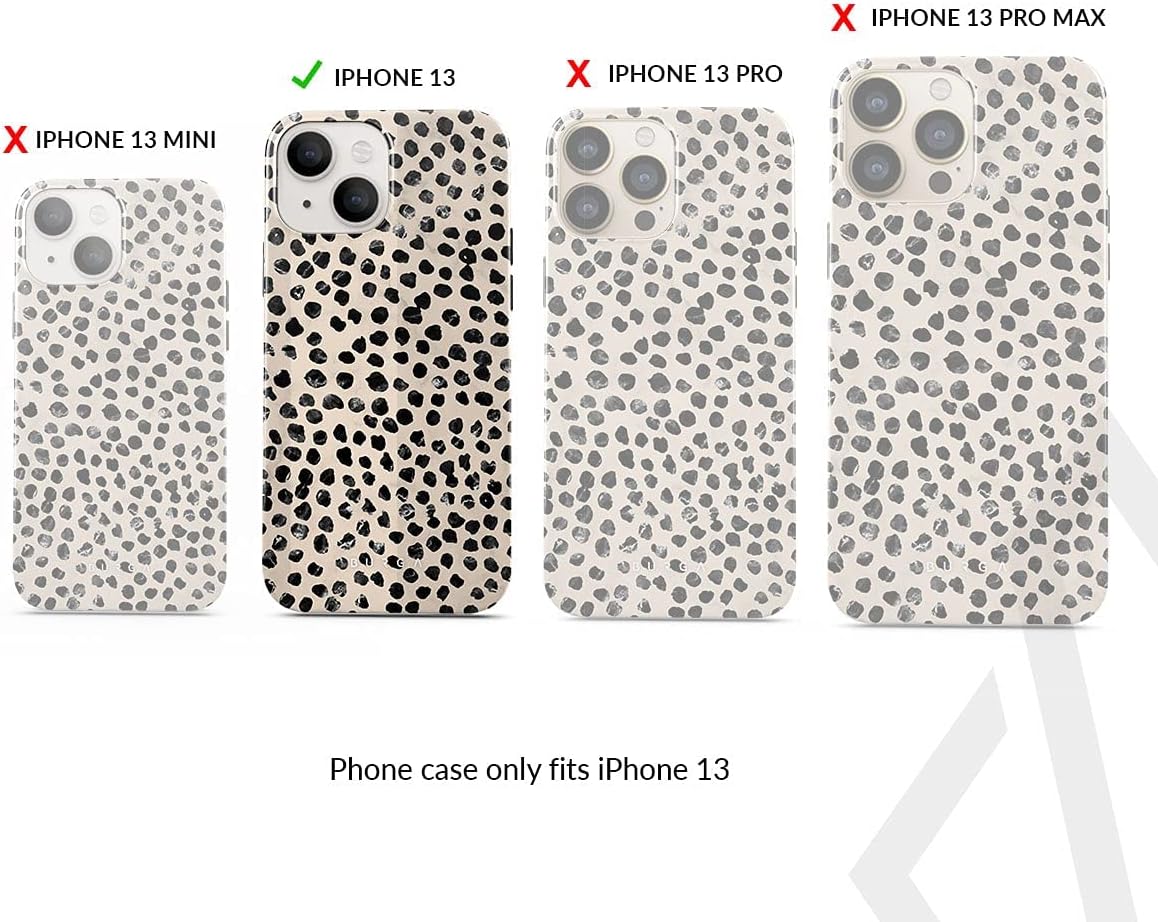 BURGA Bundle of iPhone 13 Case Black Polka Dots Pattern and Airpod Hardcase Compatible with Apple Airpods 2 & 1 Charging Case, Almond Latte, Fashion Cute for Girls, Protective Hard Plastic Case