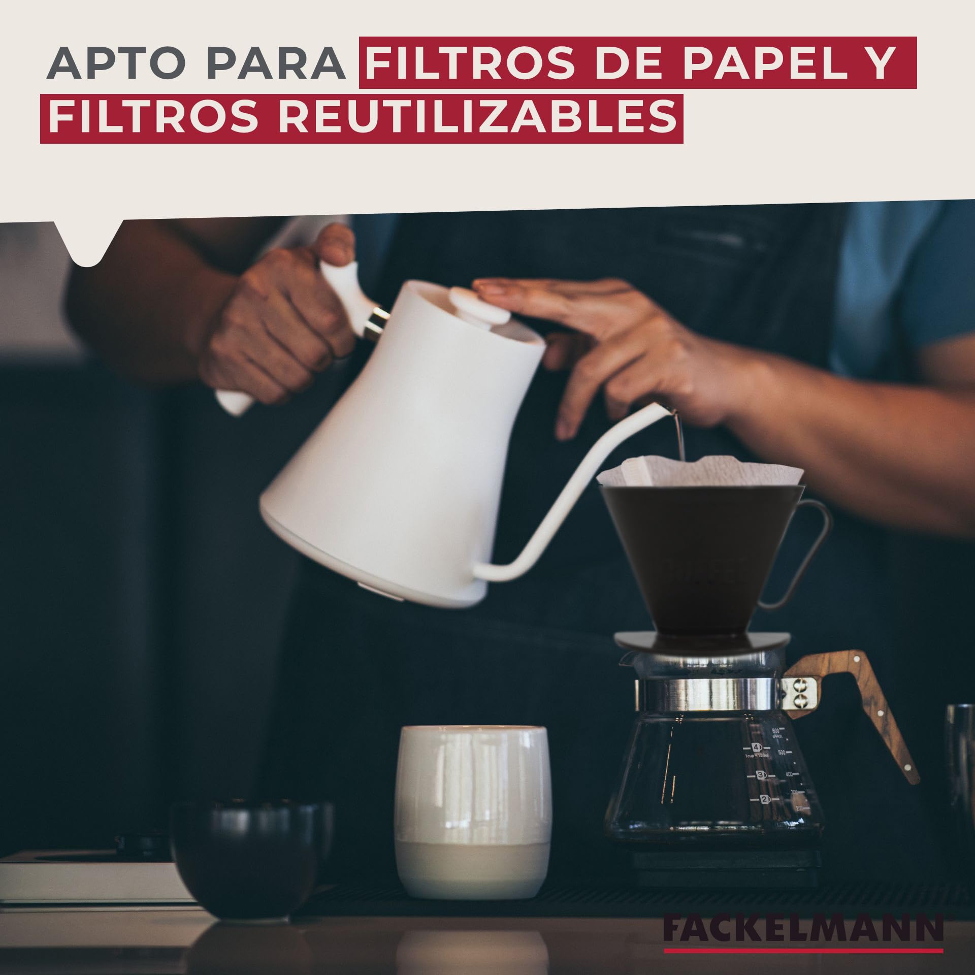 Fackelmann Filtro de Café Permanente, No. 4, Portafiltro, Filtro de Café para hasta 4 tazas, Filtro Reutilizable de Plástico, Marrón, 1 unidad