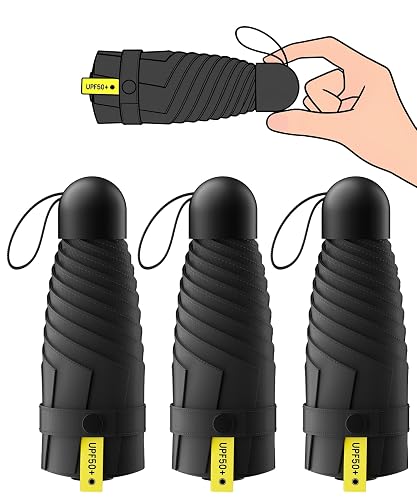 LMUGOOS 3 Pack Mini Travel Folding Umbrella,UPF 50+ UV