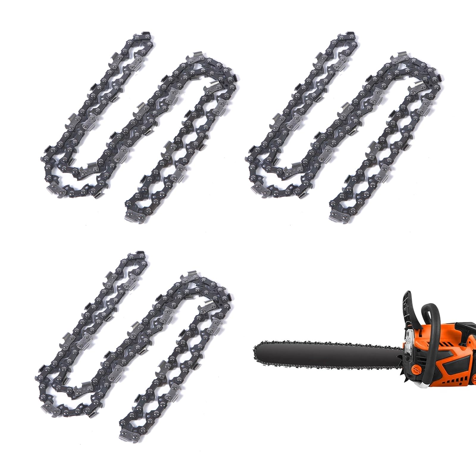 3-Pack Chainsaw Chain with 14" (35 cm) Chainsaw Guide Bar, 3/8" LP Pitch 050" (1.3mm) Gauge, Low Kickback Chain Saw Chain Compatible Chainsaw Chain Replacement