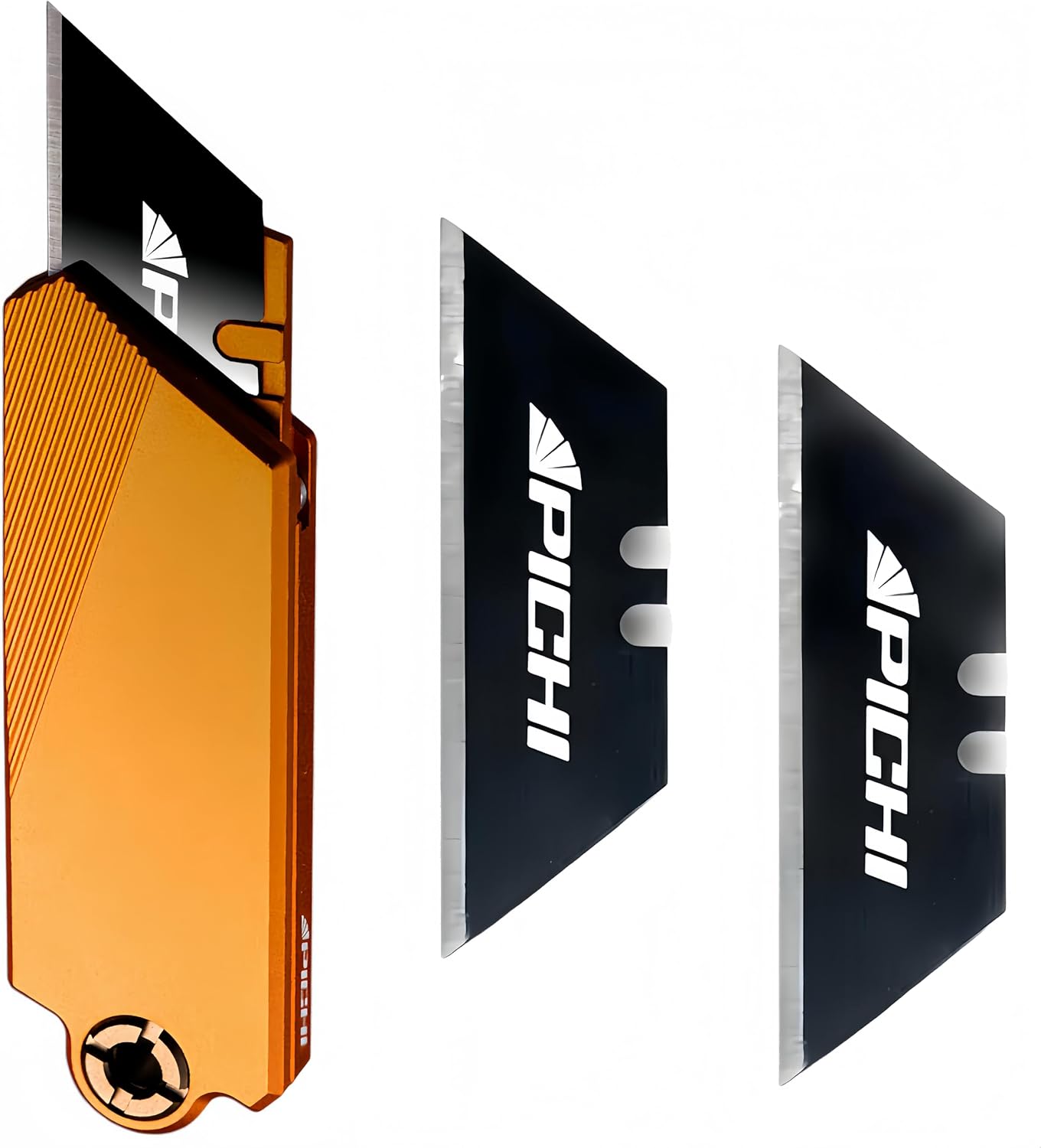 PICHI G9 Aluminum Utility Knife,Lightweight Pocket Utility Knife,EDC Pocket Knives,CNC Unibody Quick Change Blade,Button Lock,for Men Women Outdoor Hiking,Camping,with 2 Replaceable Blades,Orange