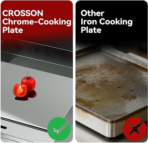 Miniatura 4 de CROSSON Plancha eléctrica comercial de encimera de 24 x 16 pulgadas, parrilla eléctrica superior plana de 120 V3500 W, placa de cocina cromada