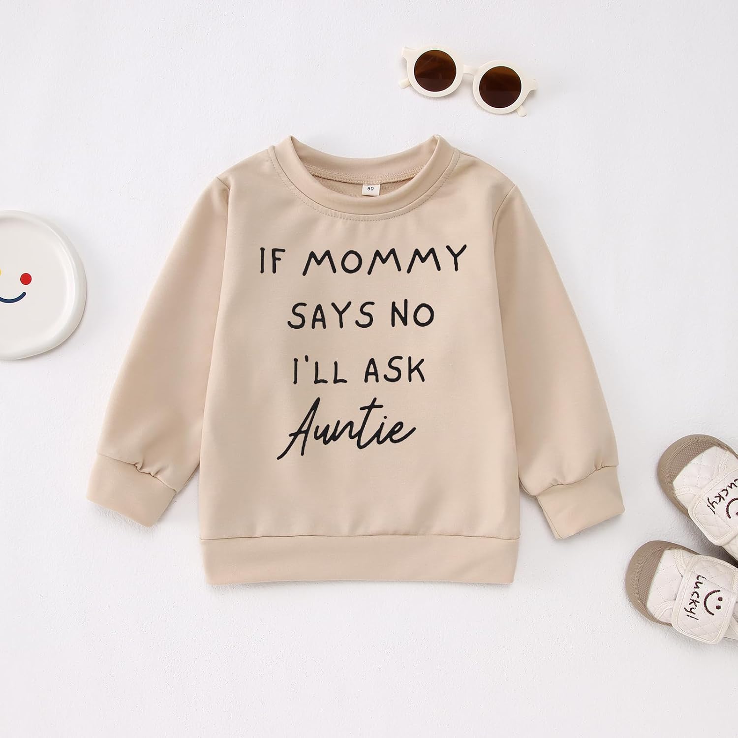 BOUTIKOME Toddler Baby Girl Sweatshirts If Mommy Says No I’ll Ask Auntie Long Sleeve Shirts Pullover Fall Top Winter Clothes image 5