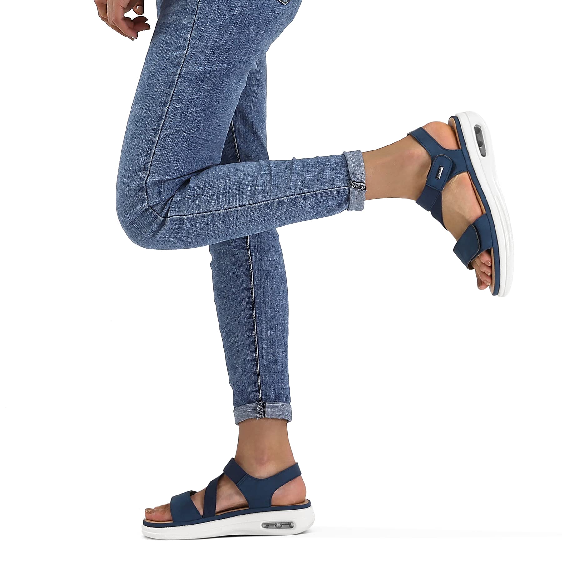 mysoft Sandales de marche d'été pour femme avec coussin d'air et sangle de cheville - Confortables et décontractées