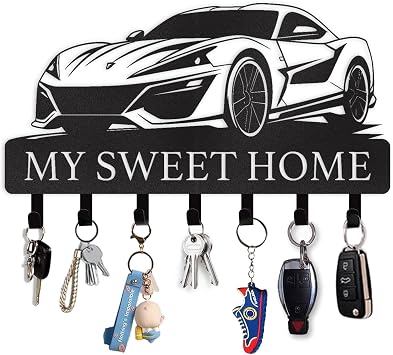 Personalized Metal Key Holder for Wall, Car Key Rack Wall Mount with Hooks
