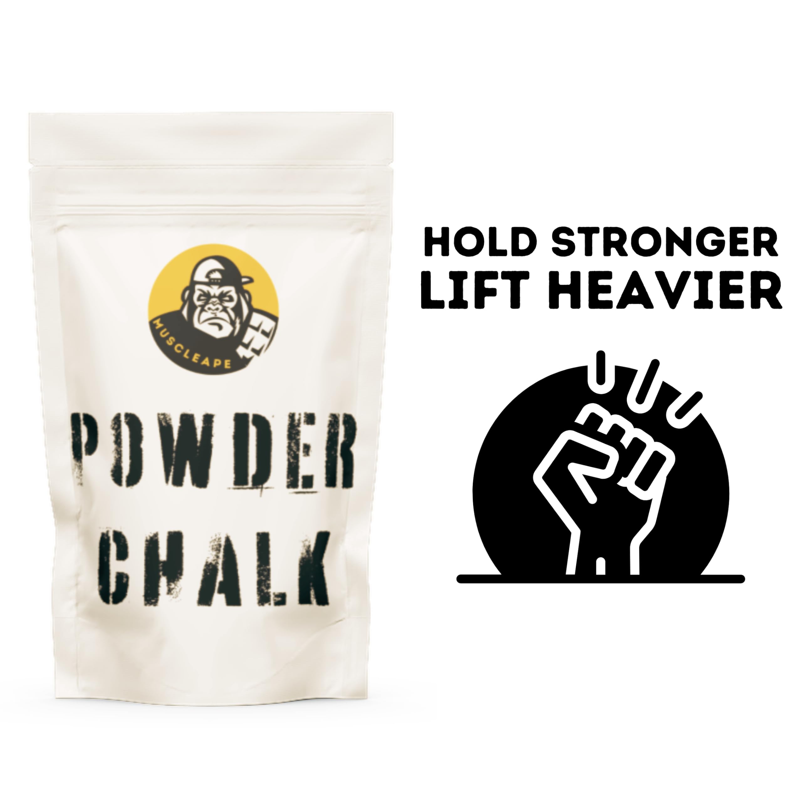 Muscleape Chalk Powder for Superior Grip. 100gm Premium Non Dust Chalk for Weightlifting, Bodybuilding, Powerlifting, Calisthenics and Other Sports.Non Allergic. Makes Your Grip Dry & Strong.