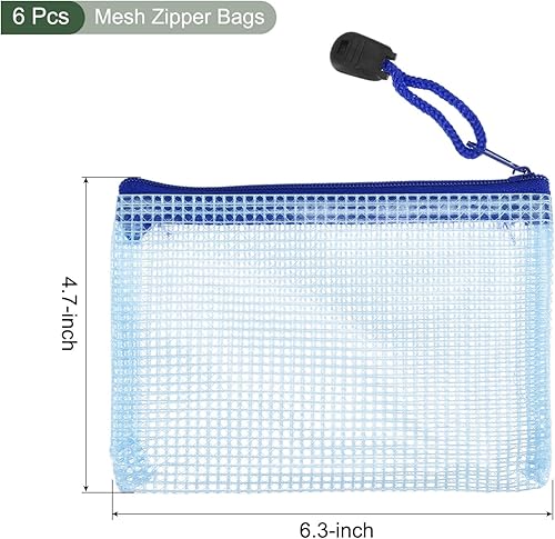 Miniatura 2 de YOKIVE Paquete de 6 bolsas de malla con cremallera, bolsillos de malla A6 para archivos, bolsa de plástico para documentos, ideal para