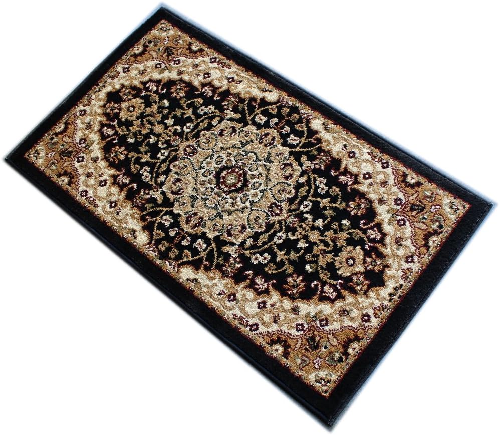 Bellagio Traditional Mat Area Rug Design # 401 Black (24 Inch X 40 Inch) Mat
