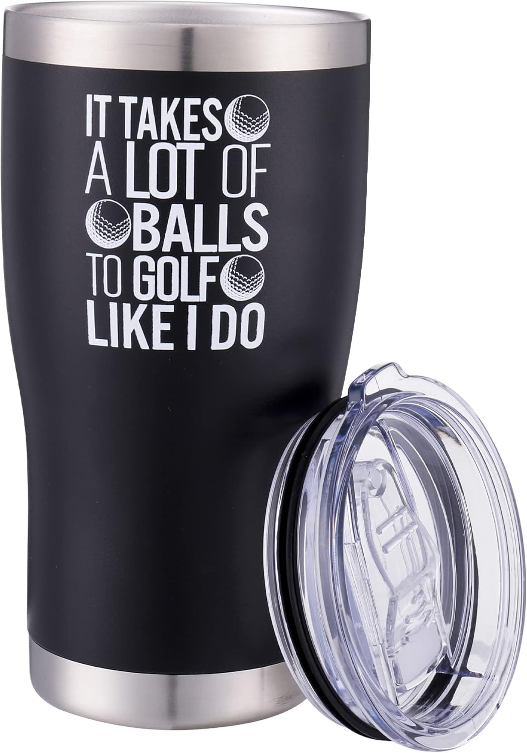 Golf Mug Tumbler - Perfect Golf Gift, Vacuum Insulated 20 oz Coffee Mug with Lid and Straw, Funny Gift for Men, Golfer, Dad, Father's Day (Black)